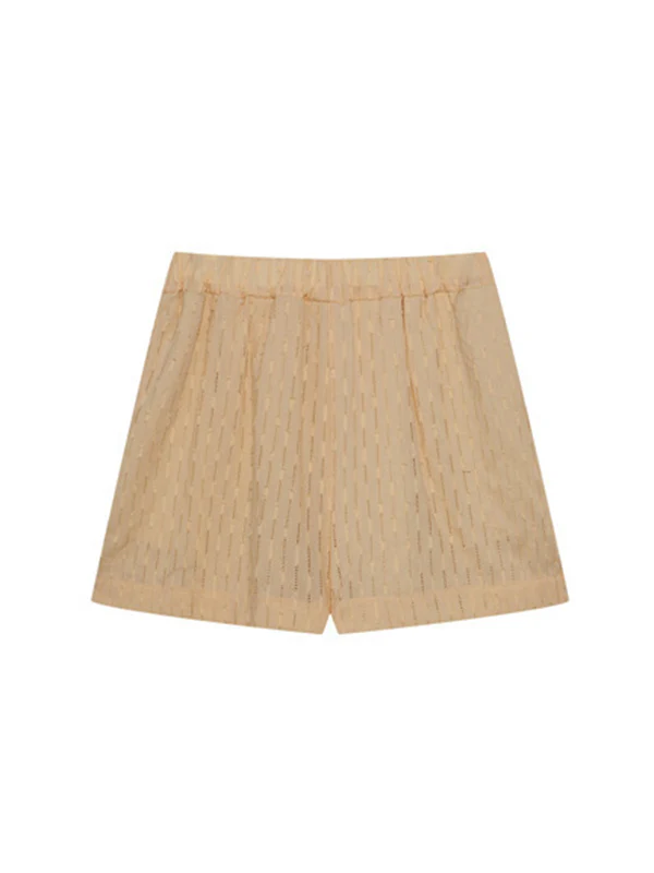 High-Low Long Sleeves Buttoned Jacquard Solid Color Lapel Shirts Top +Shorts Bottom Two Pieces Set - Image 13