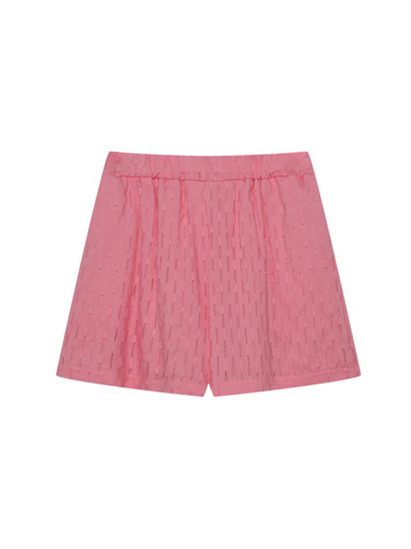 High-Low Long Sleeves Buttoned Jacquard Solid Color Lapel Shirts Top +Shorts Bottom Two Pieces Set - Image 19