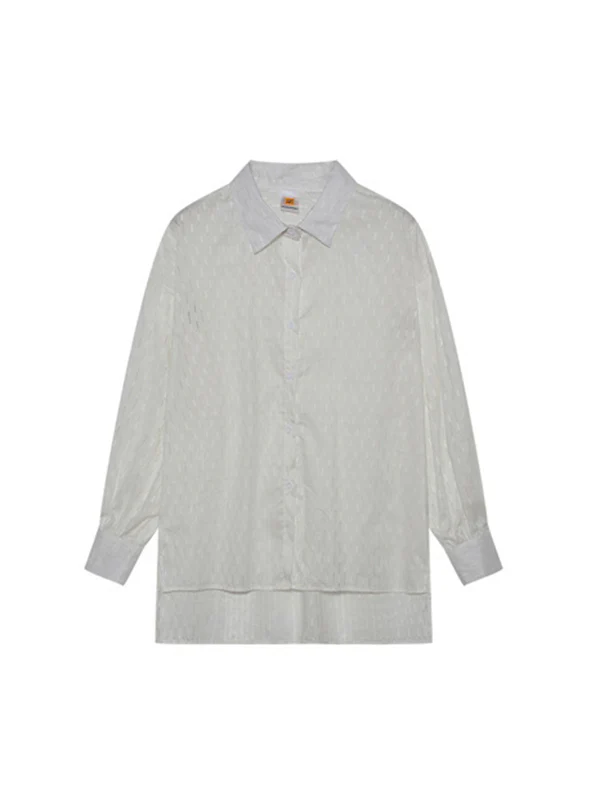 High-Low Long Sleeves Buttoned Jacquard Solid Color Lapel Shirts Top +Shorts Bottom Two Pieces Set - Image 20