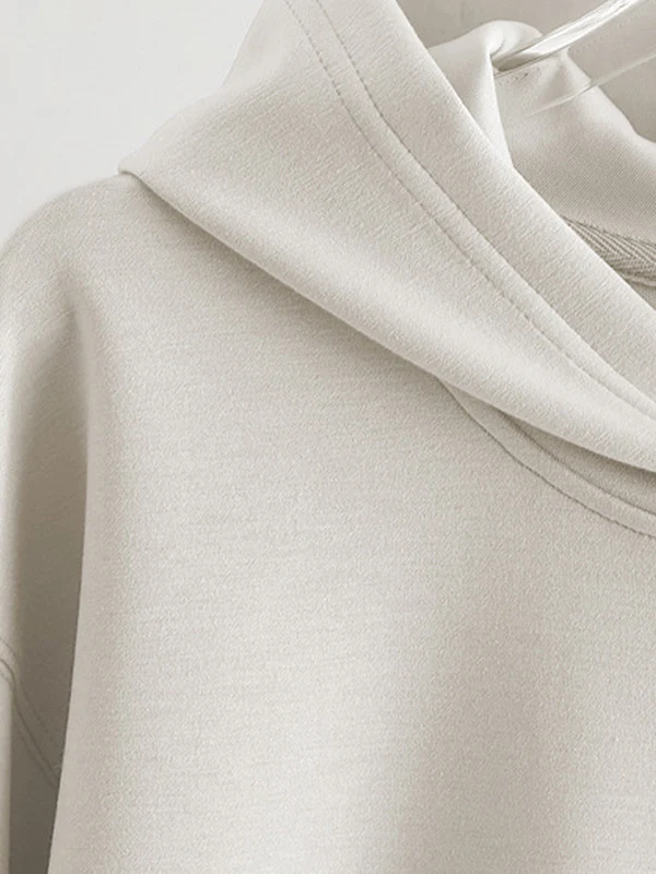 High-Low Long Sleeves Elasticity Solid Color Split-Joint Hooded Pajama Sets - Image 6