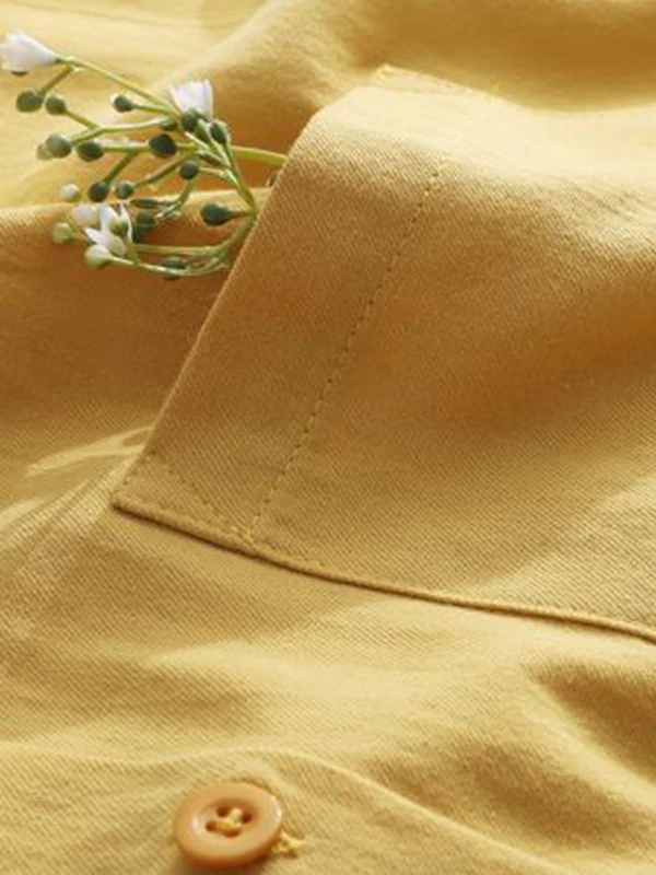 High-Low Long Sleeves Solid Color Lapel Shirts Tops - Image 9