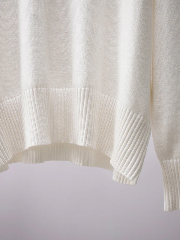 High-Low Long Sleeves Solid Color Split-Joint High Neck Sweater Tops - Image 28