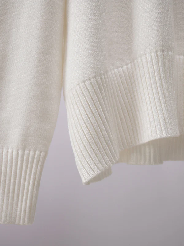 High-Low Long Sleeves Solid Color Split-Joint High Neck Sweater Tops - Image 29