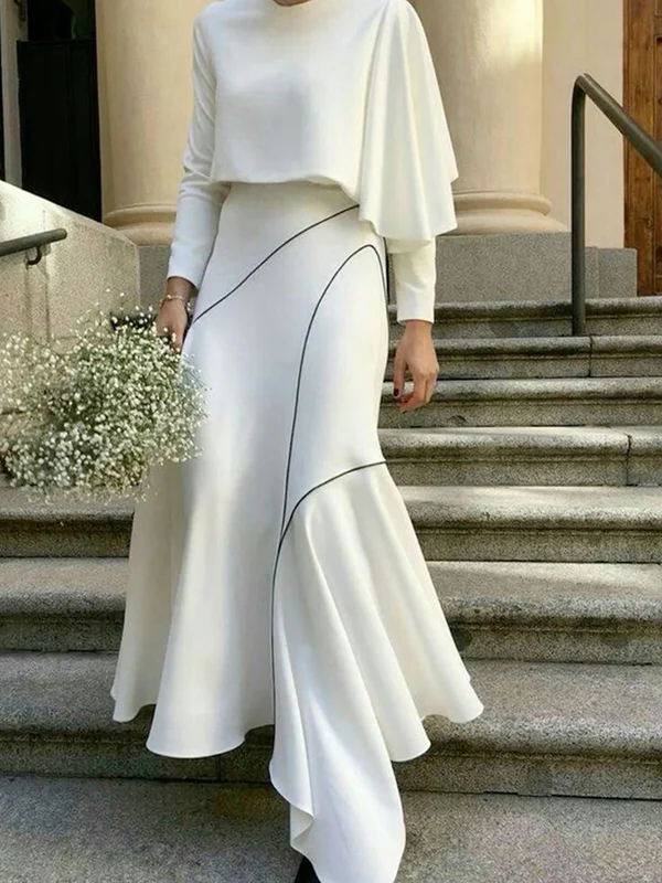 High-Low Loose Asymmetric Printed Split-Joint Skirts Bottoms - Image 6