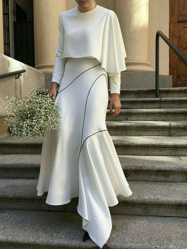 High-Low Loose Asymmetric Printed Split-Joint Skirts Bottoms - Image 7