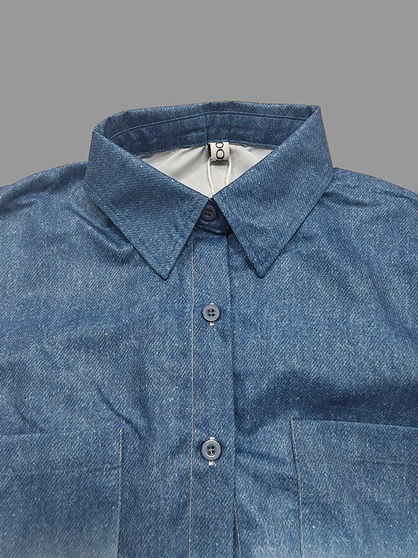 High-Low Loose Gradient Printed Split-Joint Split-Side Lapel Blouses&Shirts Tops - Image 6