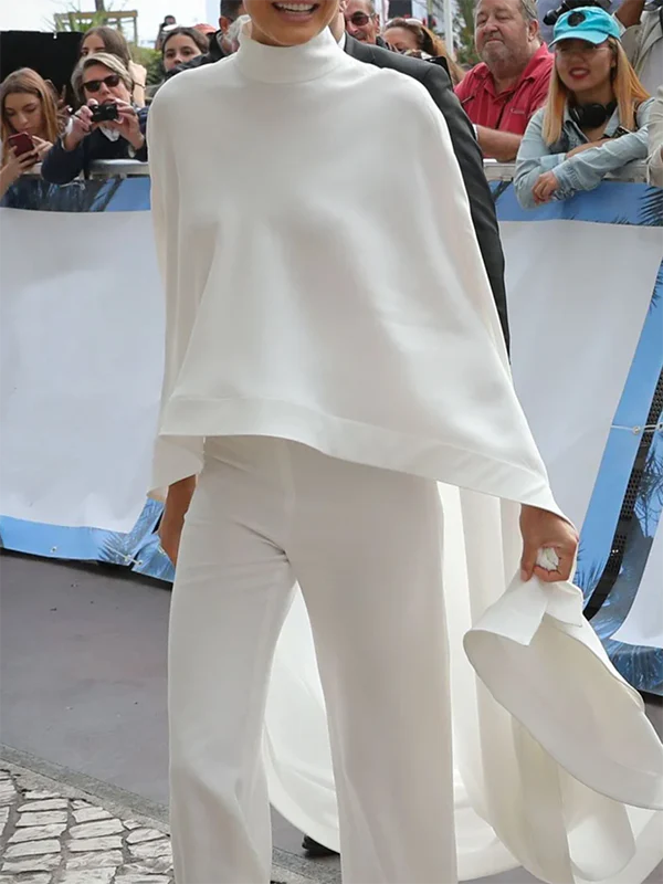 High-low Loose Solid Color High-neck Pants Set Two Pieces Set - Image 4