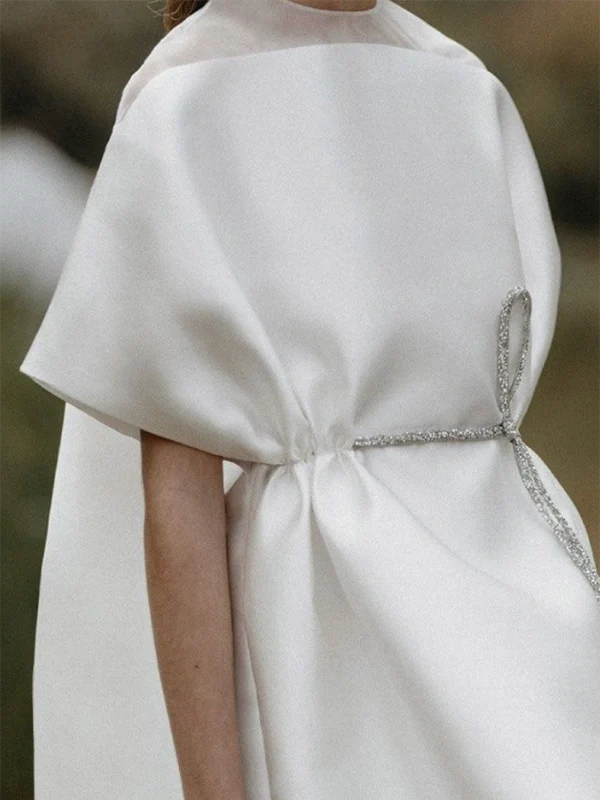 High-low Loose Tied Waist Round-neck Blouses - Image 2
