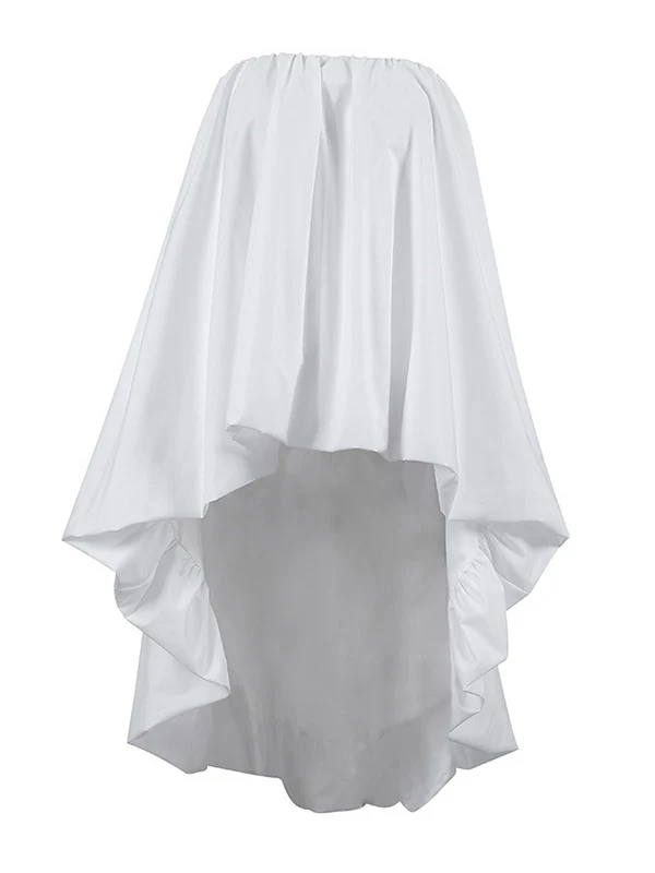 High-Low Sleeveless Elasticity Pleated Solid Color Split-Joint Tube Blouses&Shirts Tops - Image 11