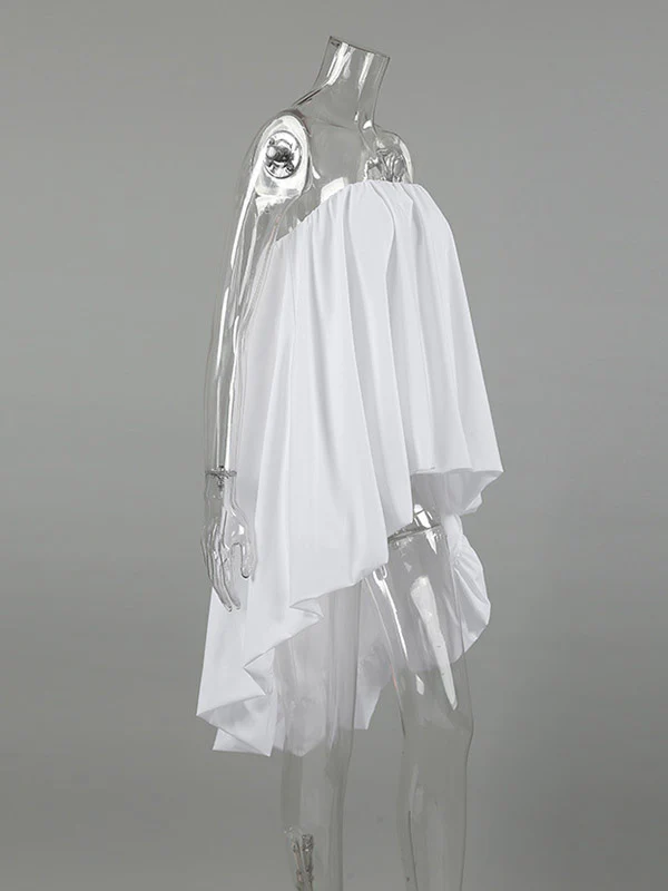 High-Low Sleeveless Elasticity Pleated Solid Color Split-Joint Tube Blouses&Shirts Tops - Image 13