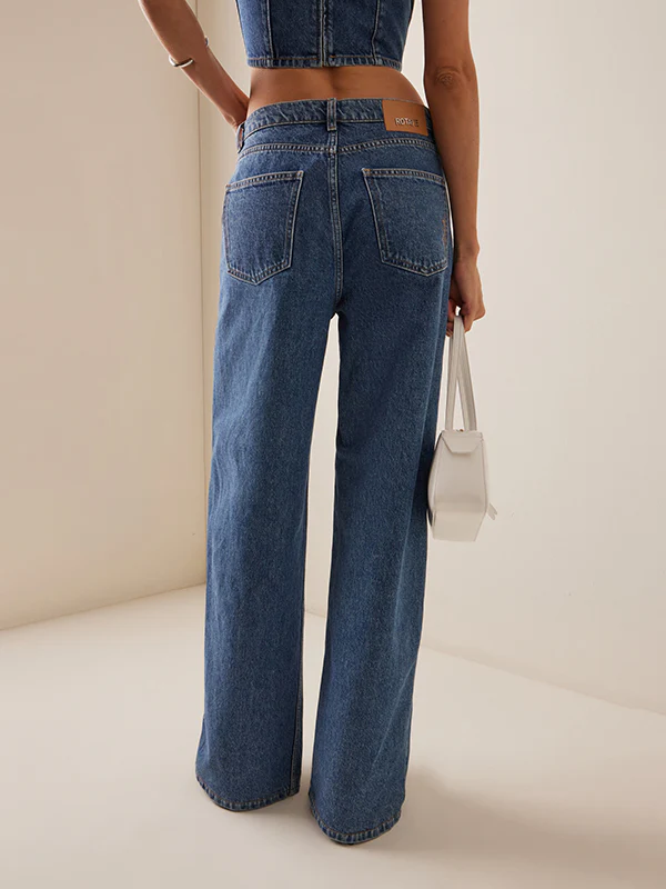 High Waisted Buttoned No Belt Split-Joint Jean Pants Bottoms - Image 4