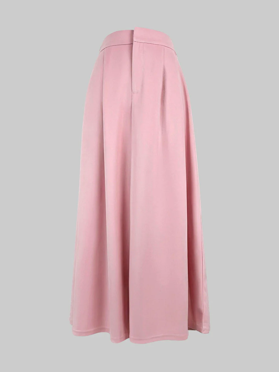 High Waisted Elasticity Pleated Pockets Solid Color Skirts Bottoms - Image 7
