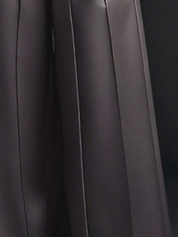 High Waisted Elasticity Pleated Pockets Solid Color Zipper Wide Leg Pants - Image 3