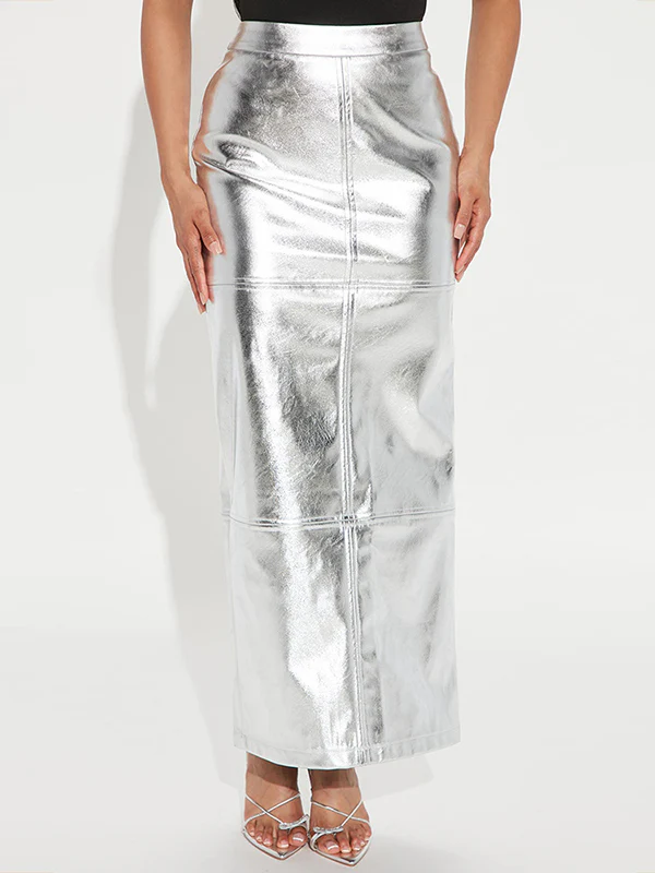 High Waisted H-Line Solid Color Split-Joint Skirts - Image 3