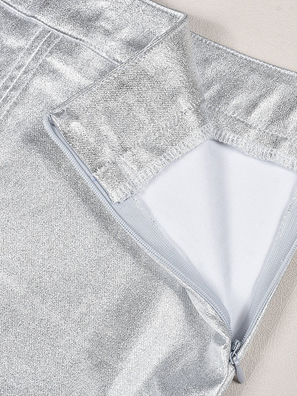 High Waisted H-Line Solid Color Split-Joint Skirts - Image 7