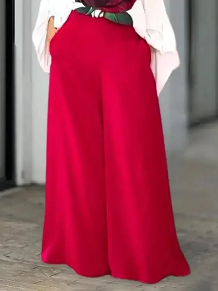 High Waisted Long Sleeves Asymmetric Elasticity Flower Print Pockets Solid Color One-Shoulder Two-Piece Sets - Image 5