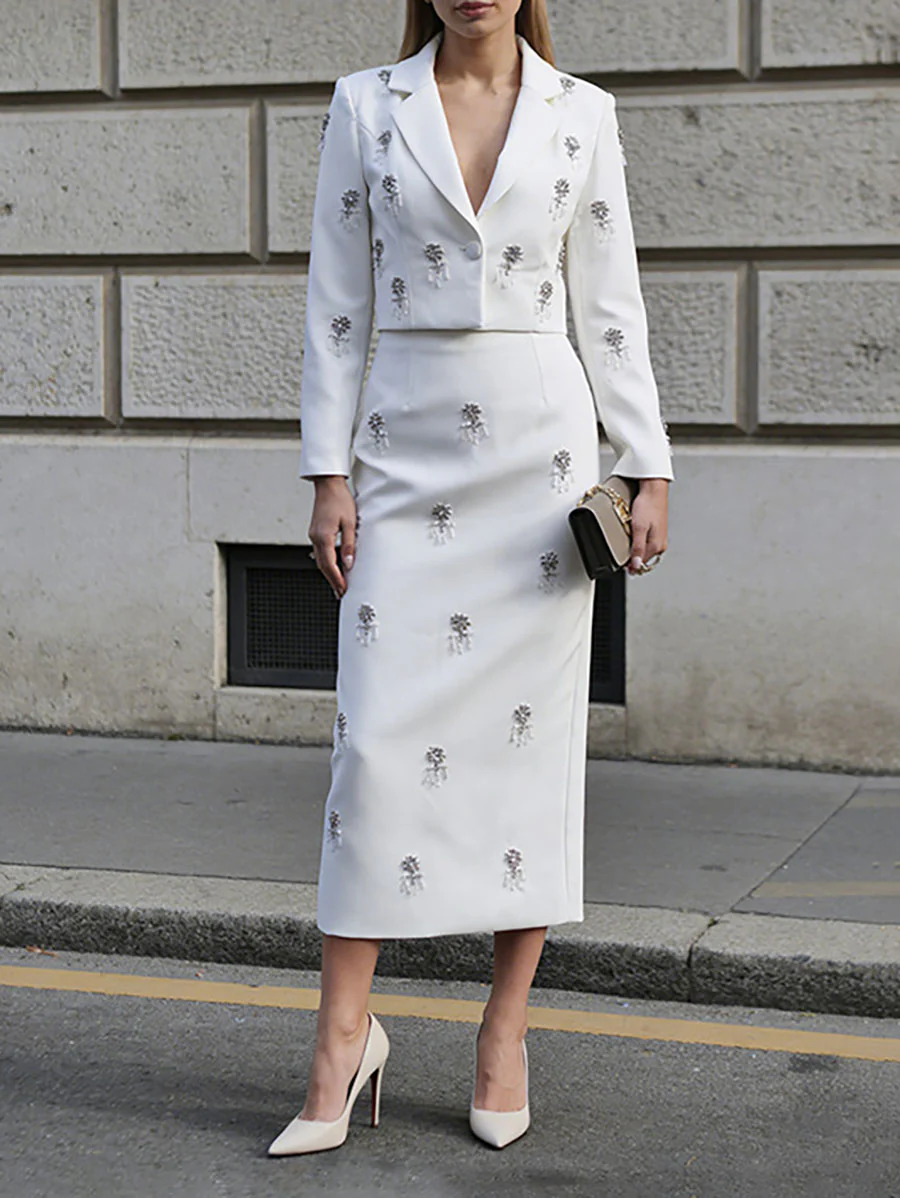 High Waisted Long Sleeves Buttoned Split-Back Split-Joint Notched Collar Suits - Image 2