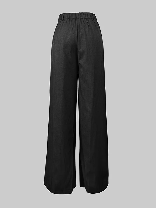 High Waisted Loose Asymmetric Solid Color Split-Joint Suit Pants Trousers - Image 6