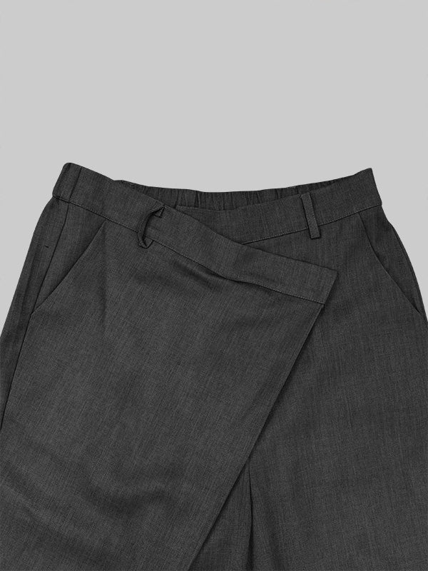 High Waisted Loose Asymmetric Solid Color Split-Joint Suit Pants Trousers - Image 8