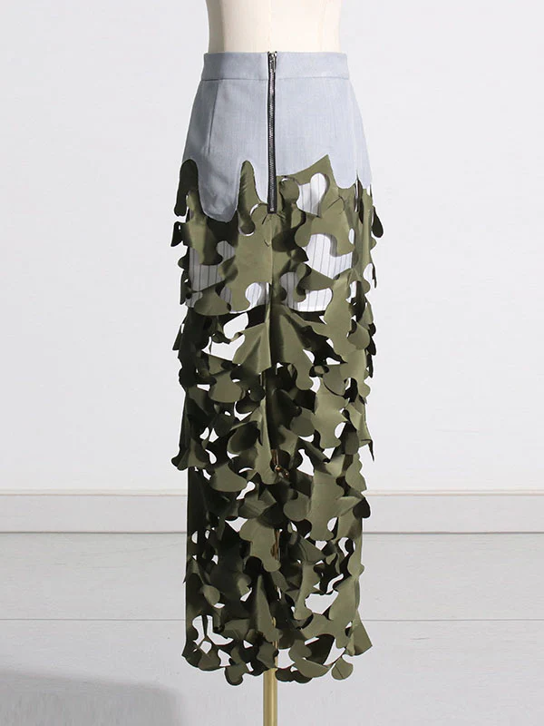 High Waisted Loose Asymmetric Split-Joint Split-Side Zipper Skirts Bottoms - Image 3