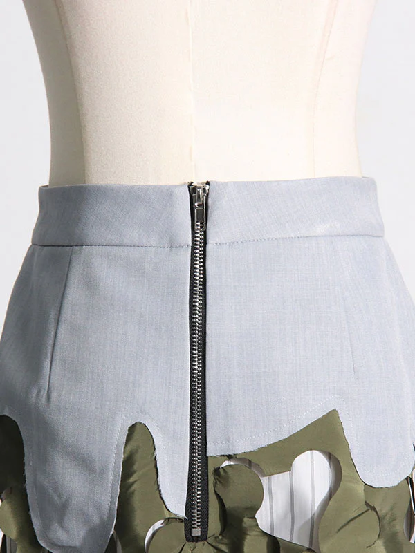 High Waisted Loose Asymmetric Split-Joint Split-Side Zipper Skirts Bottoms - Image 6
