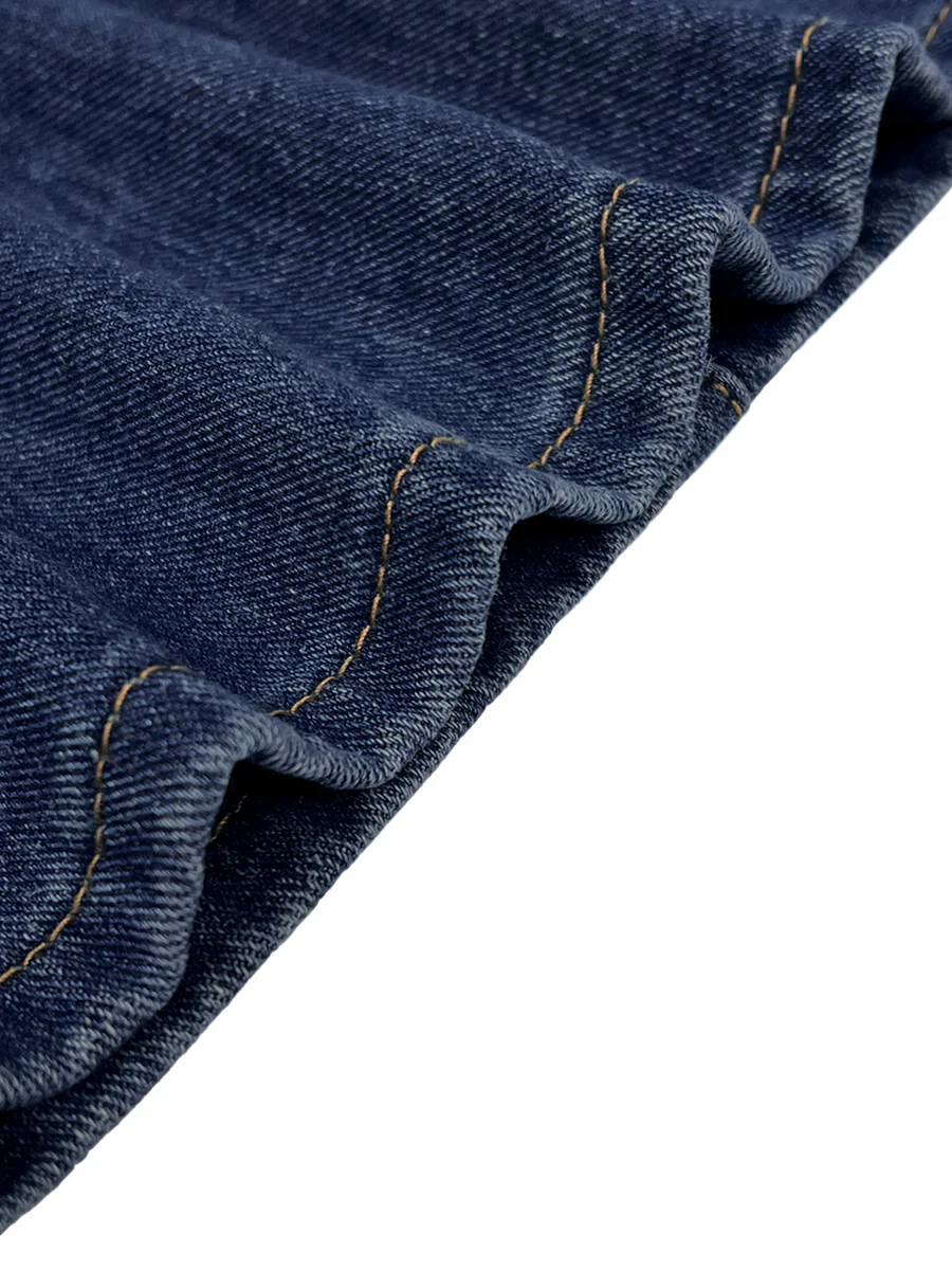 High Waisted Loose Buttoned Geometric Hollow Pockets Split-Joint Jean Pants Bottoms - Image 7
