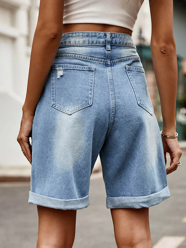 High Waisted Loose Buttoned Pockets Jean Pants Bottoms Shorts Bottoms - Image 11