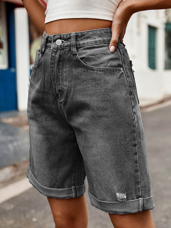 High Waisted Loose Buttoned Pockets Jean Pants Bottoms Shorts Bottoms - Image 6