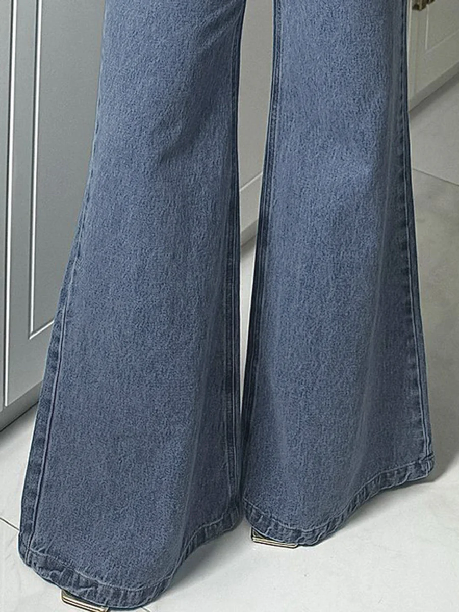 High Waisted Loose Buttoned Split-Joint Jean Pants Bottoms - Image 4