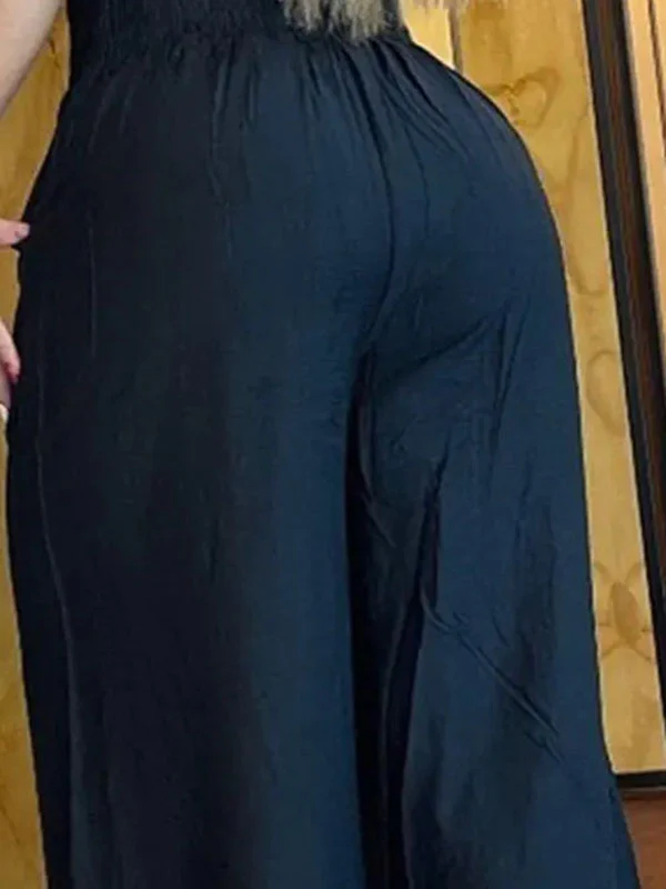 High Waisted Loose Chains Elasticity Pleated Pockets Pants Trousers - Image 4