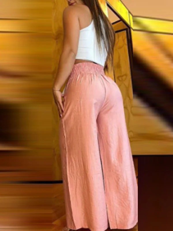 High Waisted Loose Chains Elasticity Pleated Pockets Pants Trousers - Image 6