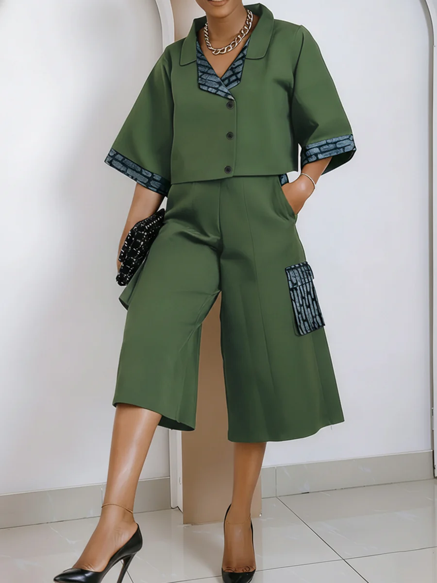 High Waisted Loose Contrast Color Pockets Split-Joint Shorts Bottoms - Image 10
