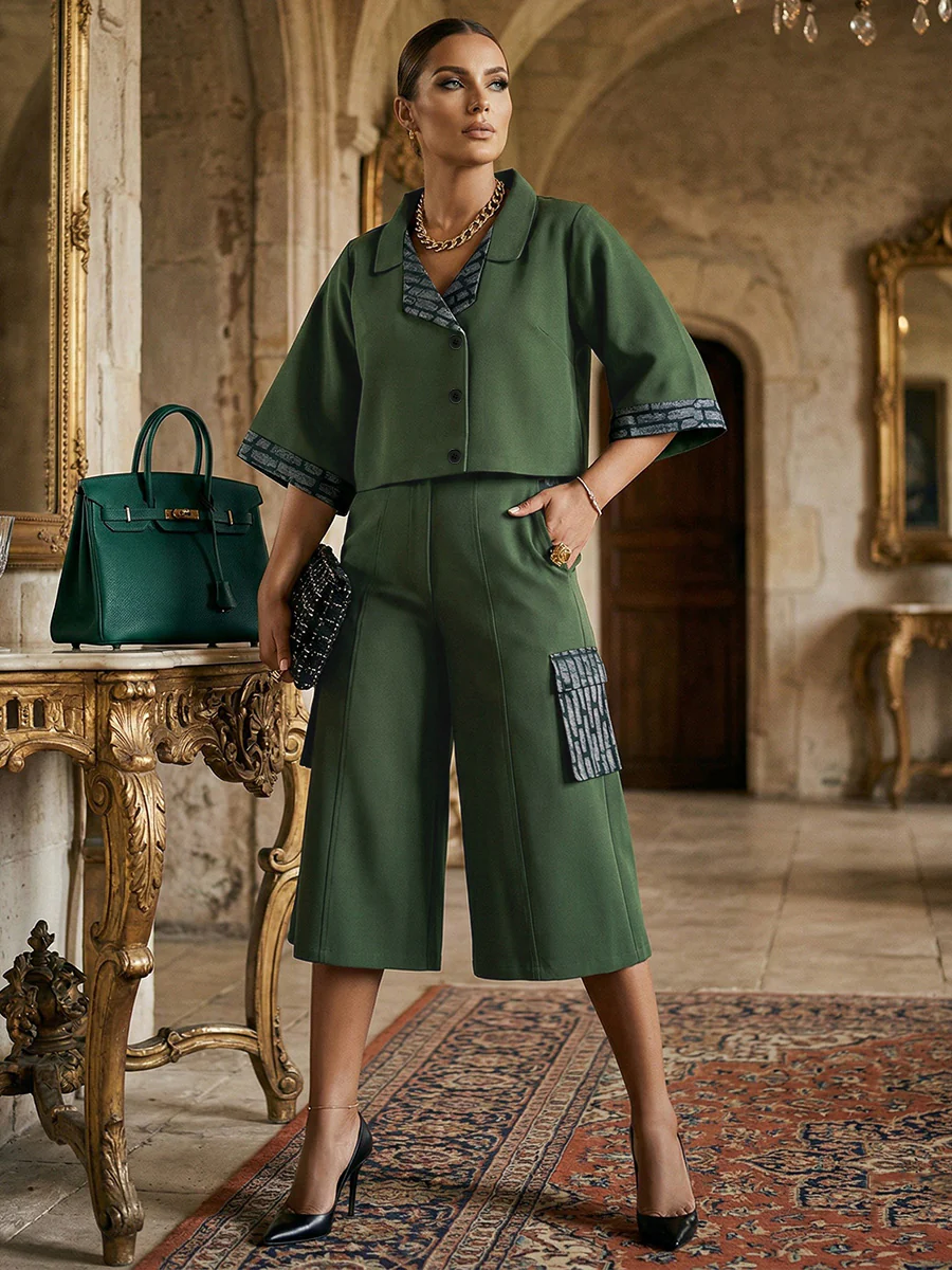 High Waisted Loose Contrast Color Pockets Split-Joint Shorts Bottoms - Image 4