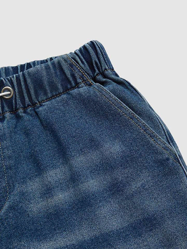 High Waisted Loose Drawstring Elasticity Gradient Jean Pants Bottoms - Image 6