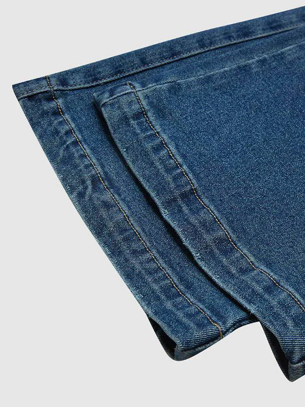 High Waisted Loose Drawstring Elasticity Gradient Jean Pants Bottoms - Image 9