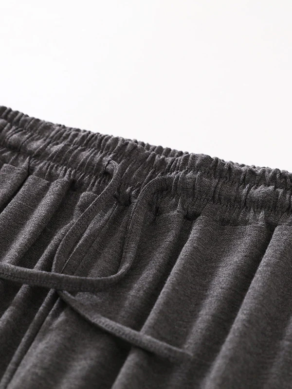 High Waisted Loose Drawstring Elasticity Solid Color Casual Pants Bottoms Trousers - Image 14