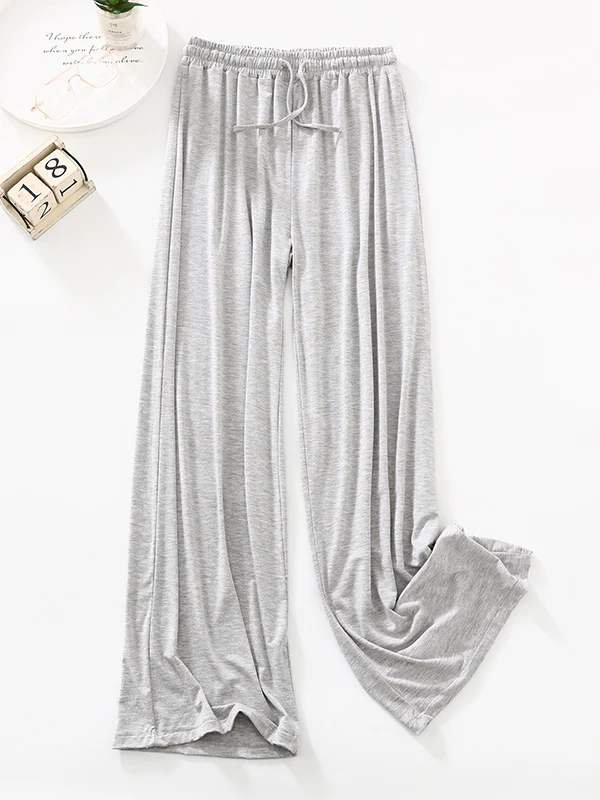High Waisted Loose Drawstring Elasticity Solid Color Casual Pants Bottoms Trousers - Image 2