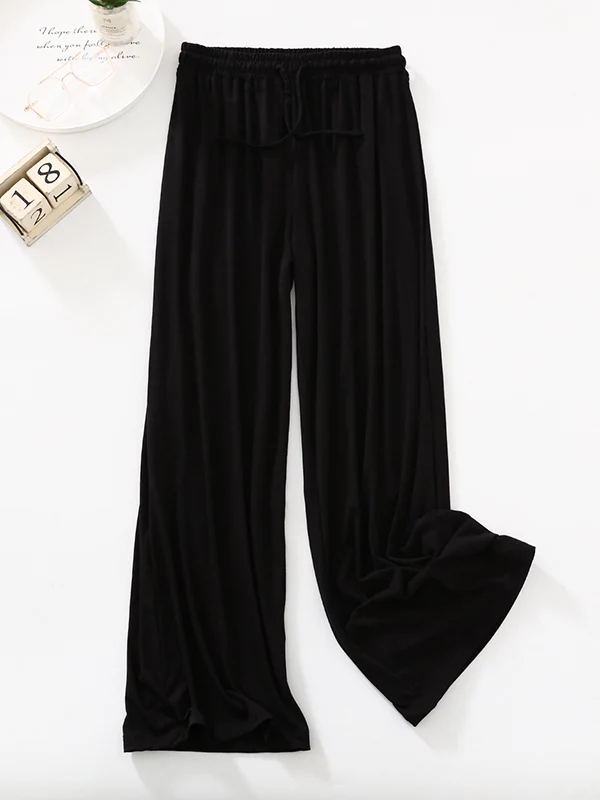 High Waisted Loose Drawstring Elasticity Solid Color Casual Pants Bottoms Trousers - Image 3
