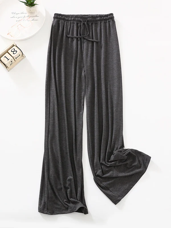 High Waisted Loose Drawstring Elasticity Solid Color Casual Pants Bottoms Trousers - Image 4