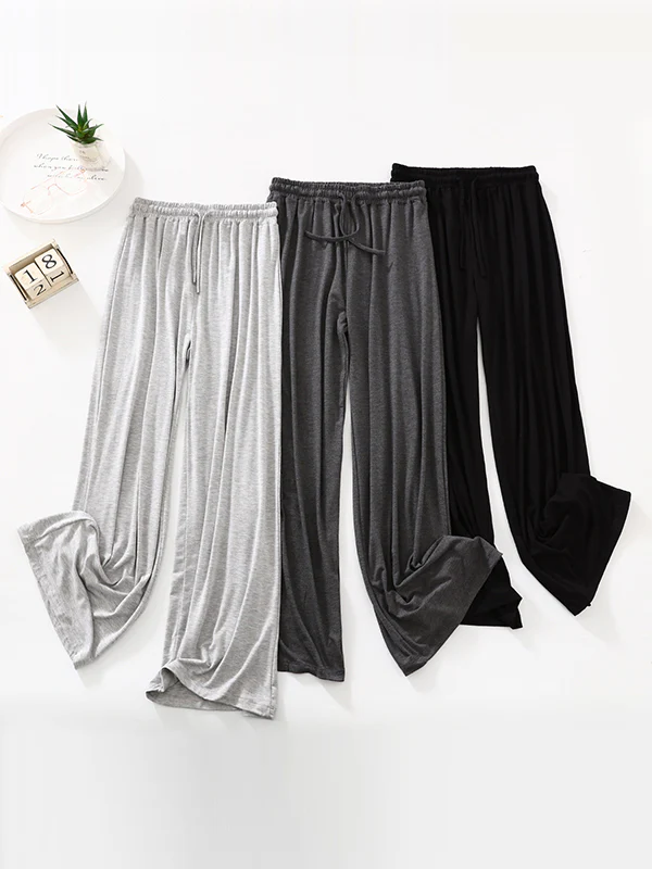 High Waisted Loose Drawstring Elasticity Solid Color Casual Pants Bottoms Trousers - Image 6