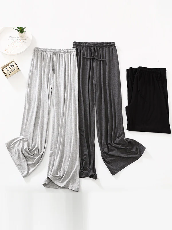 High Waisted Loose Drawstring Elasticity Solid Color Casual Pants Bottoms Trousers - Image 7