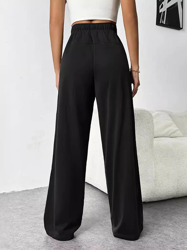 High Waisted Loose Drawstring Elasticity Split-Joint Pants Trousers - Image 8