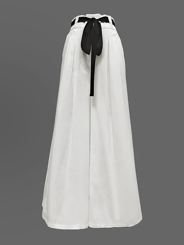 High Waisted Loose Drawstring Pleated Pants Trousers - Image 3