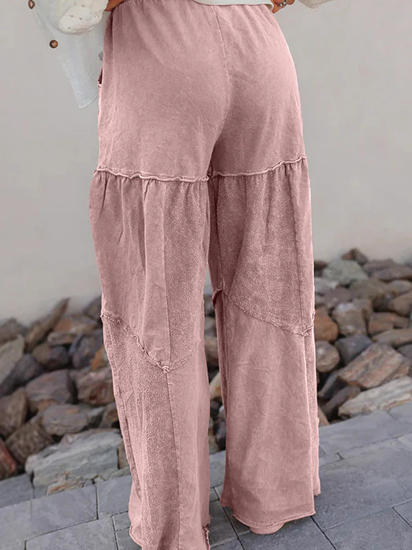 High Waisted Loose Drawstring Pleated Pockets Solid Color Split-Joint Pants Trousers - Image 5