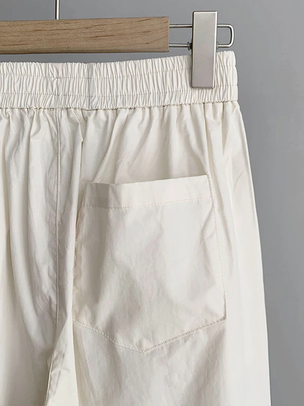 High Waisted Loose Elasticity Pleated Solid Color Split-Joint Pants Trousers - Image 28