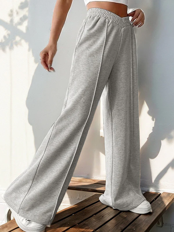 High Waisted Loose Elasticity Solid Color Pants Trousers - Image 10