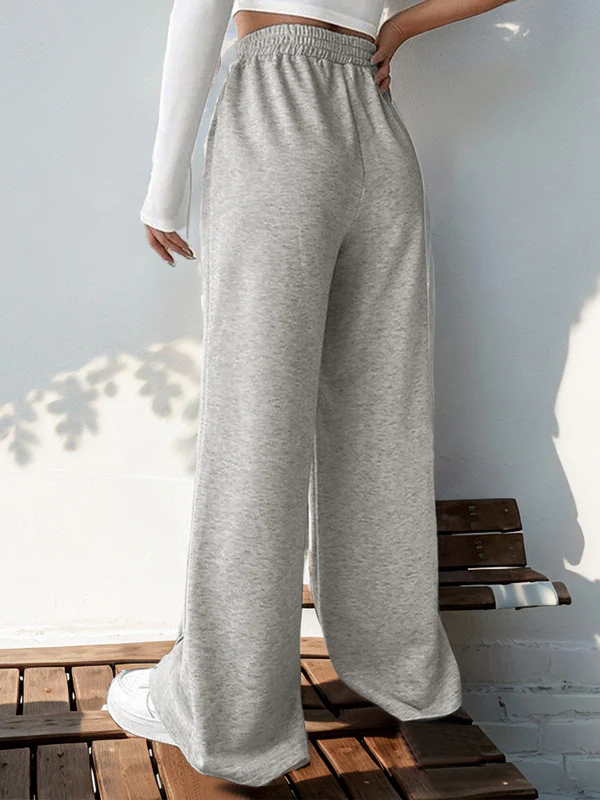 High Waisted Loose Elasticity Solid Color Pants Trousers - Image 11