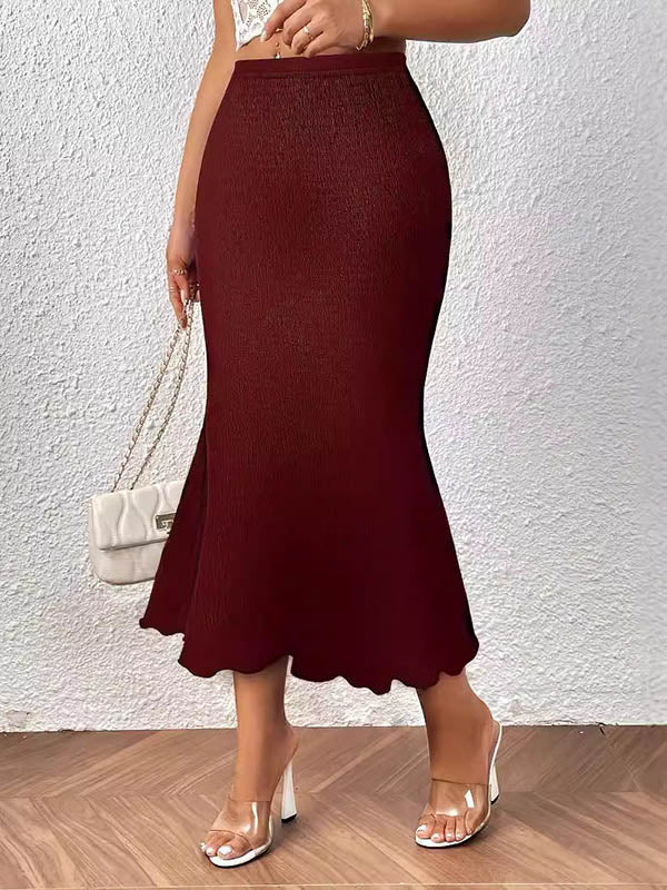 High Waisted Loose Elasticity Solid Color Skirts - Image 2