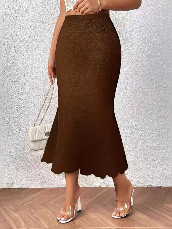 High Waisted Loose Elasticity Solid Color Skirts - Image 3