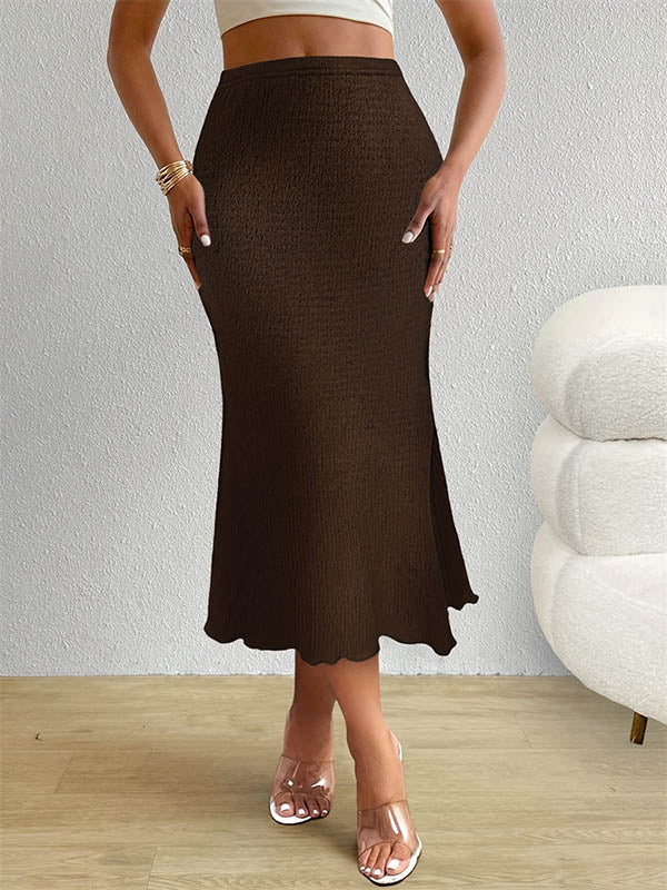 High Waisted Loose Elasticity Solid Color Skirts - Image 4